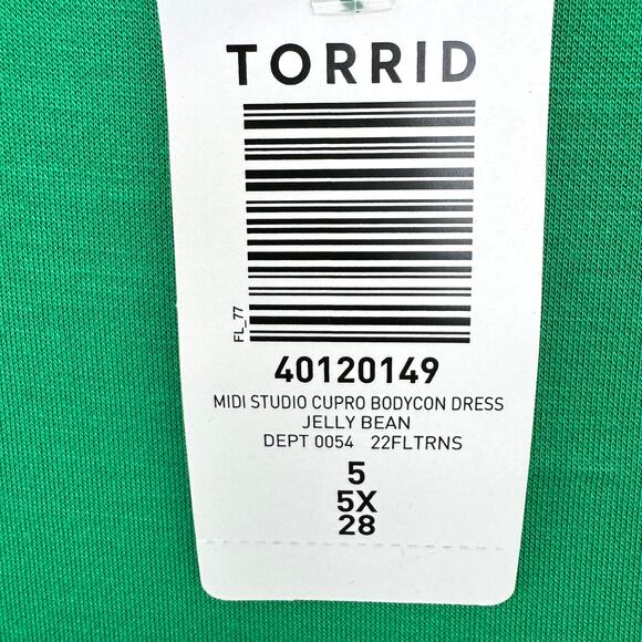 Torrid Womens Midi Studio Cupro Bodycon Dress Size 5X Stretch Jelly Bean Green - Picture 4 of 8